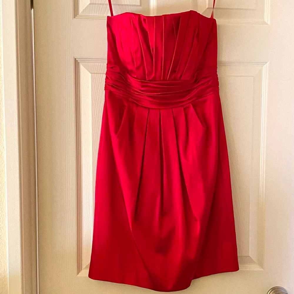 WHBM Red Satin Cocktail Dress - NWT